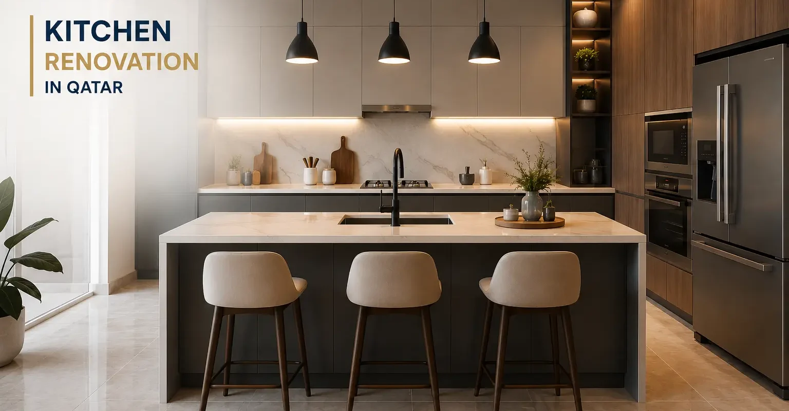 Kitchen Renovation in Qatar by Jefcon with cheap price and excellent results