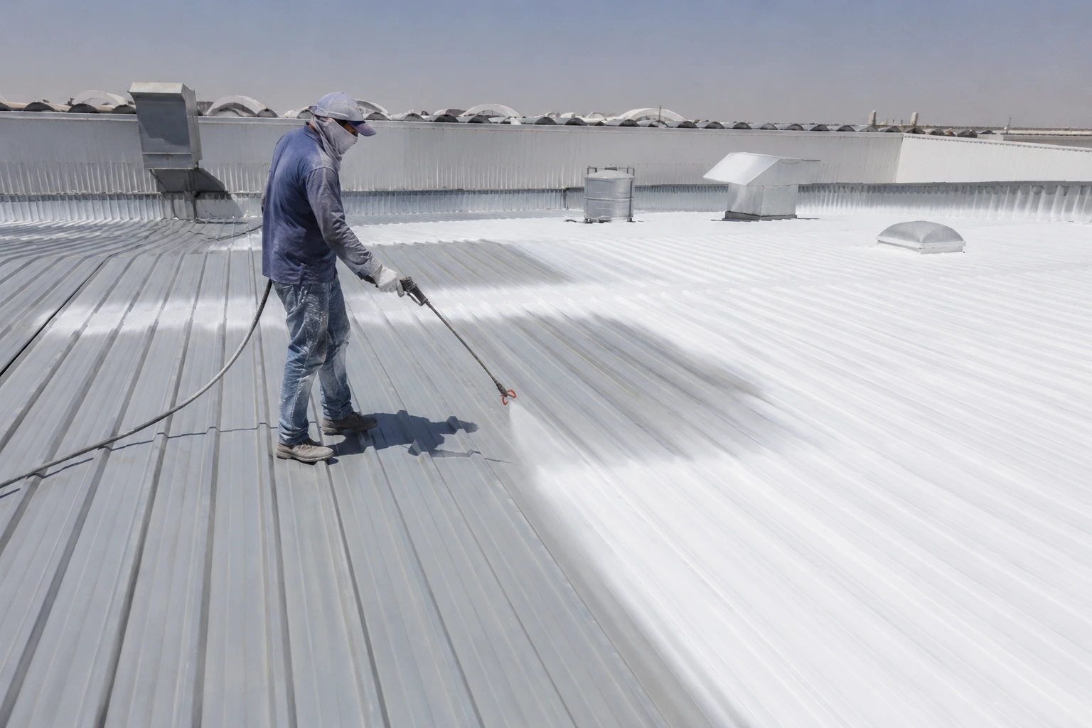 Metal Roof Waterproofing in Qatar by Jefcon Qatar. The price is cheap and results are excellent.